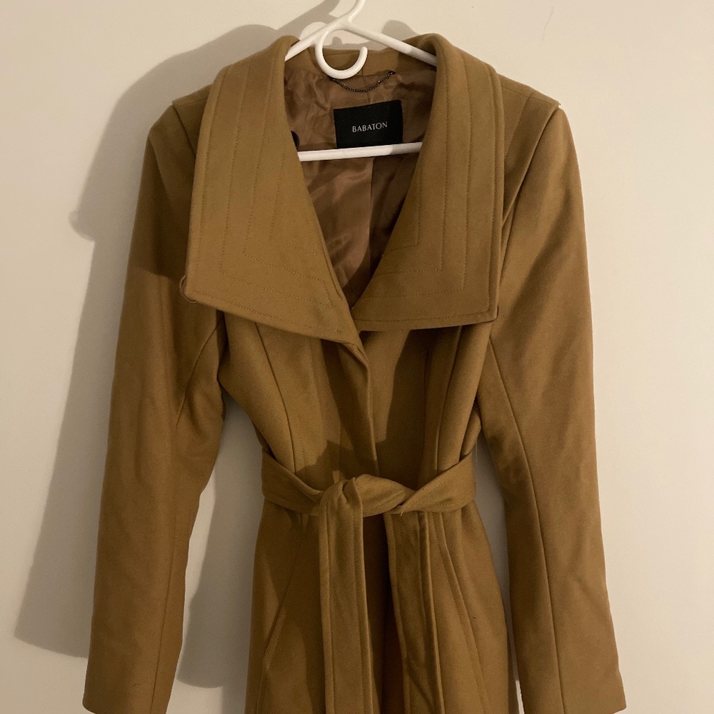 Babaton Tan Wool Belted Coat